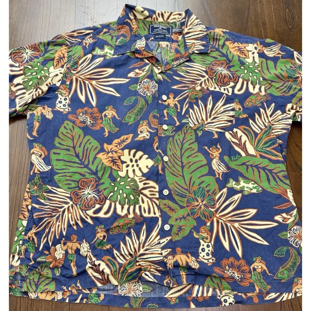 Polo Ralph Lauren Sport Clayton Cotton Shirt Hawaiian Floral Print Men’s XXL